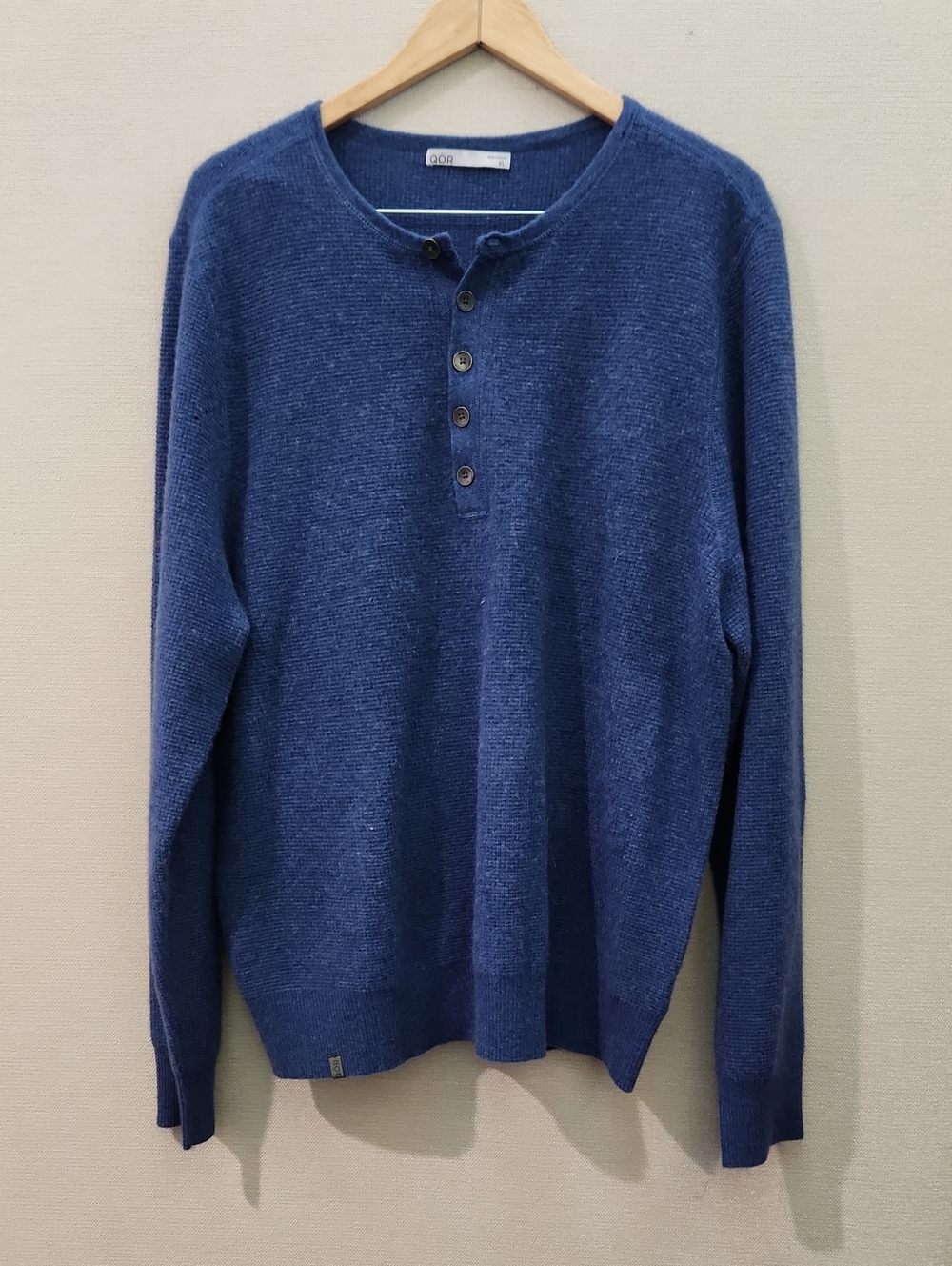 QOR Cashmere Henley Sweater Size XL